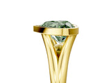 Yellow gold Bezel Set Fancy Green Heart  Cut Solitaire Ring with Tapered Band 5