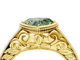 Yellow gold Bezel Set Fancy Green Heart  Diamond Milgrain Pave Engagement Ring_4