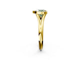 Yellow gold Bezel Set Fancy Green Heart  Solitaire Diamond Ring with Smooth Band 2
