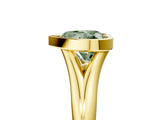Yellow gold Bezel Set Fancy Green Heart  Solitaire Diamond Ring with Smooth Band 5