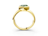 Yellow gold Bezel Set Fancy Green Heart  Solitaire Ring with Wide Band 3
