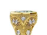 Yellow gold Bezel Set Fancy Green Marquise Cut Diamond Milgrain Band Ring_5