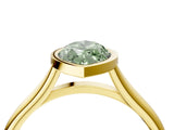 Yellow gold Bezel Set Fancy Green Marquise  Cut Solitaire Ring with Tapered Band 5