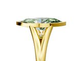 Yellow gold Bezel Set Fancy Green Marquise  Cut Solitaire Ring with Tapered Band