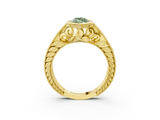 Yellow gold Bezel Set Fancy Green Marquise  Diamond Milgrain Pave Engagement Ring_70