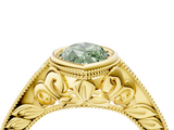 Yellow gold Bezel Set Fancy Green Marquise  Diamond Milgrain Pave Engagement Ring_71