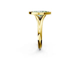 Yellow gold Bezel Set Fancy Green Marquise  Solitaire Diamond Ring with Smooth Band 3