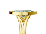 Yellow gold Bezel Set Fancy Green Marquise  Solitaire Diamond Ring with Smooth Band