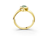 Yellow gold Bezel Set Fancy Green Marquise  Solitaire Ring with Wide Band 4