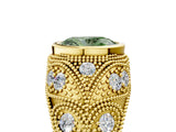 Yellow gold Bezel Set Fancy Green Oval Cut Diamond Milgrain Band Ring_5