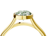 Yellow gold Bezel Set Fancy Green Oval  Cut Solitaire Ring with Tapered Band 4