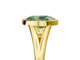 Yellow gold Bezel Set Fancy Green Oval  Cut Solitaire Ring with Tapered Band 5