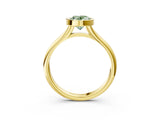 Yellow gold Bezel Set Fancy Green Oval  Solitaire Diamond Ring with Smooth Band 4