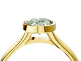 Yellow gold Bezel Set Fancy Green Oval  Solitaire Diamond Ring with Smooth Band 5
