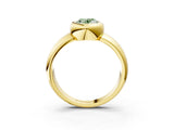 Yellow gold Bezel Set Fancy Green Oval  Solitaire Ring with Wide Band 3