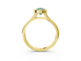 Yellow gold Bezel Set Fancy Green Pear  Cut Solitaire Ring with Tapered Band 4