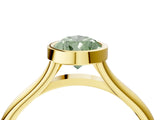Yellow gold Bezel Set Fancy Green Pear  Cut Solitaire Ring with Tapered Band 5