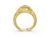 Yellow gold Bezel Set Fancy Green Pear  Diamond Milgrain Pave Engagement Ring_36