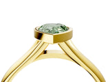 Yellow gold Bezel Set Fancy Green Pear  Solitaire Diamond Ring with Smooth Band 5