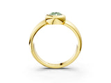 Yellow gold Bezel Set Fancy Green Pear  Solitaire Ring with Wide Band 4