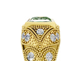 Yellow gold Bezel Set Fancy Green Princess Cut Diamond Milgrain Band Ring_5