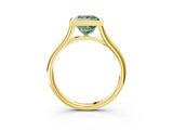 Yellow gold Bezel Set Fancy Green Princess  Cut Solitaire Ring with Tapered Band 4