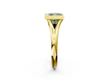 Yellow gold Bezel Set Fancy Green Princess  Solitaire Diamond Ring with Smooth Band 2