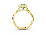 Yellow gold Bezel Set Fancy Green Princess  Solitaire Diamond Ring with Smooth Band 3