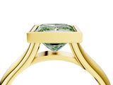 Yellow gold Bezel Set Fancy Green Princess  Solitaire Diamond Ring with Smooth Band 4