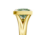 Yellow gold Bezel Set Fancy Green Princess  Solitaire Diamond Ring with Smooth Band 5
