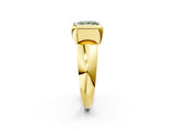 Yellow gold Bezel Set Fancy Green Princess  Solitaire Ring with Wide Band 3