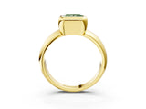 Yellow gold Bezel Set Fancy Green Princess  Solitaire Ring with Wide Band 4