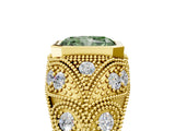 Yellow gold Bezel Set Fancy Green Radiant Cut Diamond Milgrain Band Ring_5