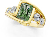 Yellow gold Bezel Set Fancy Green Radiant Cut Diamond Split Shank Ring_1