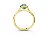Yellow gold Bezel Set Fancy Green Radiant  Cut Solitaire Ring with Tapered Band 5