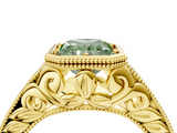 Yellow gold Bezel Set Fancy Green Radiant  Diamond Milgrain Pave Engagement Ring_37