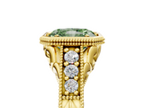 Yellow gold Bezel Set Fancy Green Radiant  Diamond Milgrain Pave Engagement Ring_38