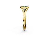 Yellow gold Bezel Set Fancy Green Radiant  Solitaire Diamond Ring with Smooth Band 3