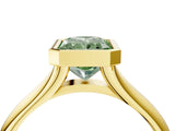 Yellow gold Bezel Set Fancy Green Radiant  Solitaire Diamond Ring with Smooth Band 5