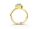Yellow gold Bezel Set Fancy Green Radiant  Solitaire Ring with Wide Band 3