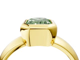 Yellow gold Bezel Set Fancy Green Radiant  Solitaire Ring with Wide Band 4