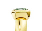 Yellow gold Bezel Set Fancy Green Radiant  Solitaire Ring with Wide Band 5