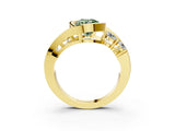 Yellow gold Bezel Set Fancy Green Round Cut Diamond Split Shank Ring_3