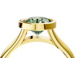 Yellow gold Bezel Set Fancy Green Round  Solitaire Diamond Ring with Smooth Band 5