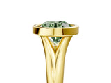 Yellow gold Bezel Set Fancy Green Round  Solitaire Diamond Ring with Smooth Band