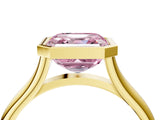 Yellow gold Bezel Set Fancy Pink Asscher  Cut Solitaire Ring with Tapered Band 5