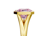 Yellow gold Bezel Set Fancy Pink Asscher  Cut Solitaire Ring with Tapered Band