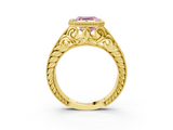 Yellow gold Bezel Set Fancy Pink Asscher  Diamond Milgrain Pave Engagement Ring_20