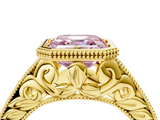 Yellow gold Bezel Set Fancy Pink Asscher  Diamond Milgrain Pave Engagement Ring_21