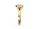 Yellow gold Bezel Set Fancy Pink Asscher  Solitaire Diamond Ring with Smooth Band 3